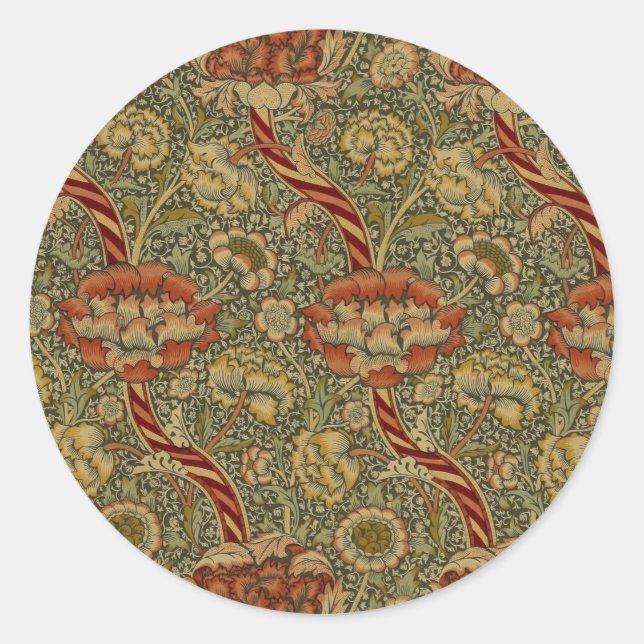 Sticker Rond William Morris Wandle Anglais Floral Damask Design (Devant)