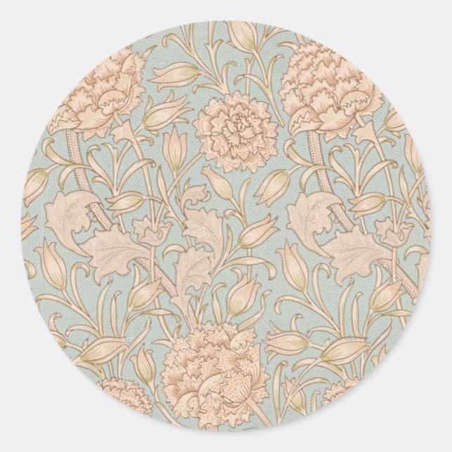 Sticker Rond William Morris Wild Tulip Fleur Design Floral (Devant)