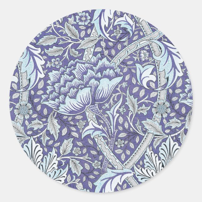 Sticker Rond William Morris Windrush fleurs bleues (Devant)