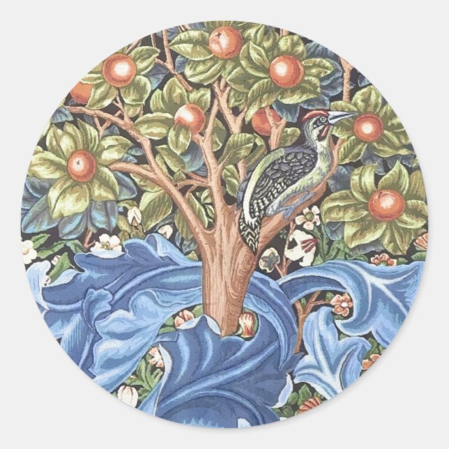 Sticker Rond William Morris Woodpecker Tapestry (Devant)