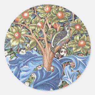 Sticker Rond William Morris Woodpecker Tapestry