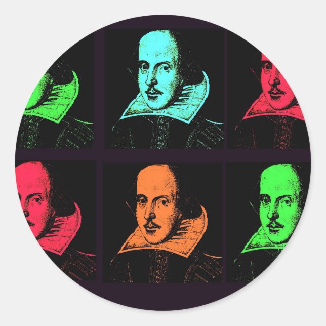 Sticker Rond William Shakespeare Collage (Devant)