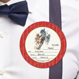 Sticker Rond Win Place Afficher Derby Nom rouge