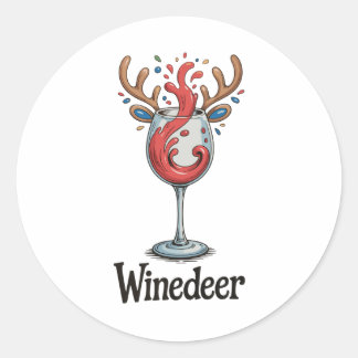 Sticker Rond Winedeer Reindeer Christmas Xmas Matching Family
