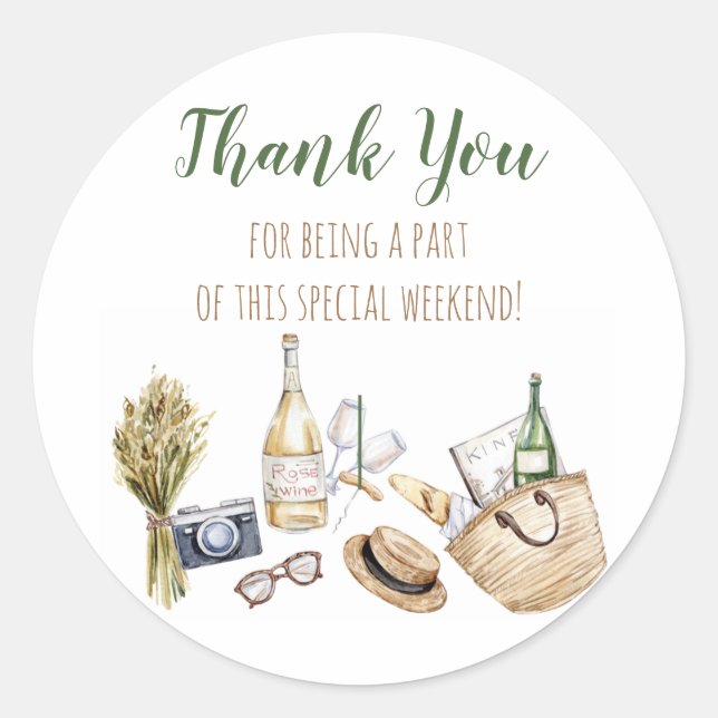 Sticker Rond Winery Girls Weekend Bachelorette (Devant)