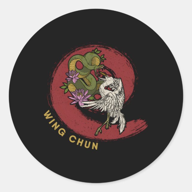 Sticker Rond Wing Chun Chinese Mial Karate (Devant)