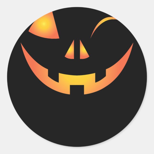 Sticker Rond Wink Face Citrouille Jack-o'-lantern Costume Cool  (Devant)