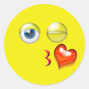 Sticker Rond Wink Kiss Emoji