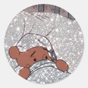 Sticker Rond Winnie la parties scintillant de l'ourson