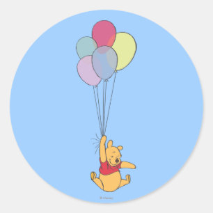 Sticker Rond Winnie l'ourson et les ballons