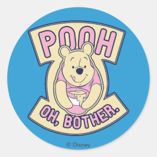 Sticker Rond Winnie L'Ourson   Ooh Oh Bother