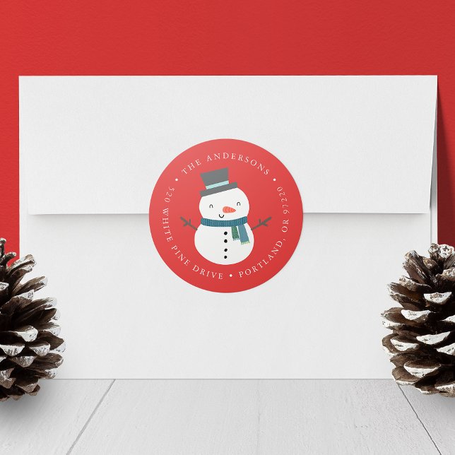 Sticker Rond Winter Friends Snowman Holiday Retour (Créateur téléchargé)