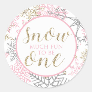 Sticker Rond Winter Onederland Neige beaucoup amusant pour être