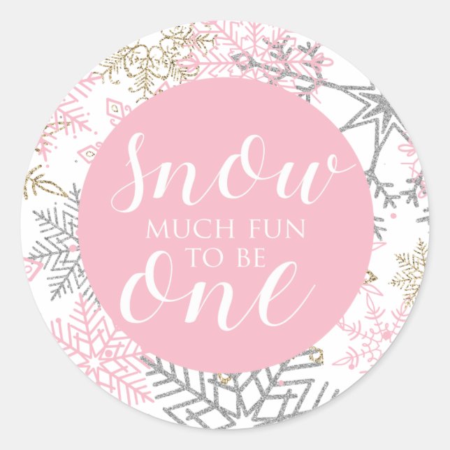 Sticker Rond Winter Onederland Neige beaucoup de plaisir à être (Devant)