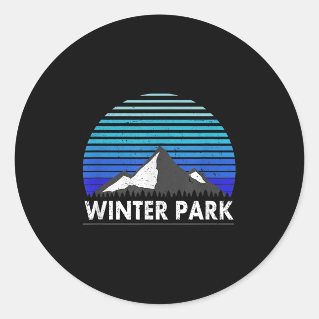 Sticker Rond Winter Park Colorado Bluebird Mountain  (Devant)