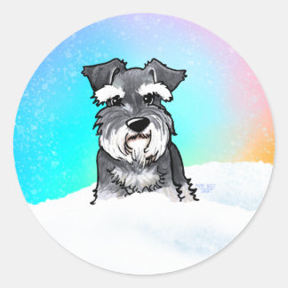 Sticker Rond Winter Schnauzer