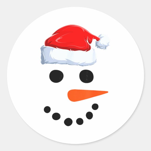 Sticker Rond Winter Snowman Face Costume Christmas Snowman  (Devant)