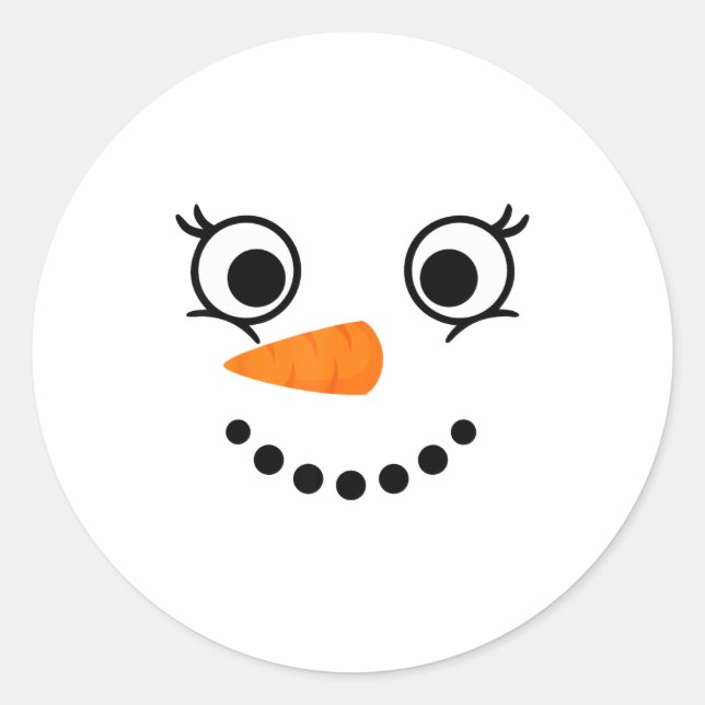 Sticker Rond Winter Snowman Face Eyelashes Christmas Xmas Fun D (Devant)