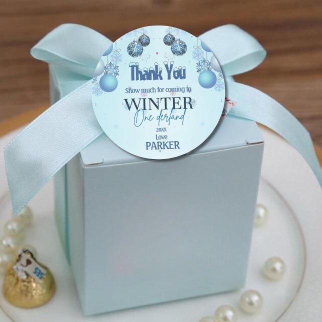 Sticker Rond Winter Wonderland Anniversaire pour garçon (Créateur téléchargé)