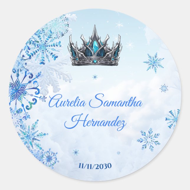 Sticker Rond Winter Wonderland Quinceañera Calcamonia (Devant)