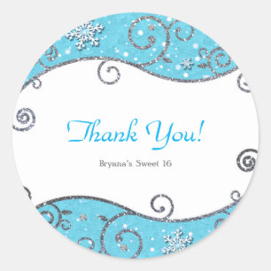 Sticker Rond Winter Wonderland Silver Swils Bleu clair