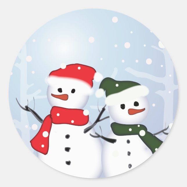 Sticker Rond Winter Wonderland Snowman Notre premier Noël (Devant)