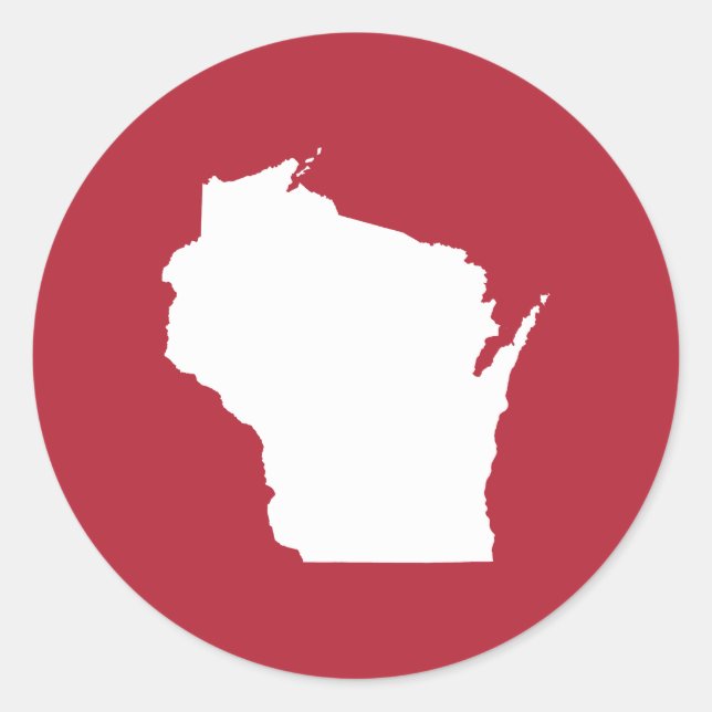 Sticker Rond Wisconsin rouge et blanc (Devant)