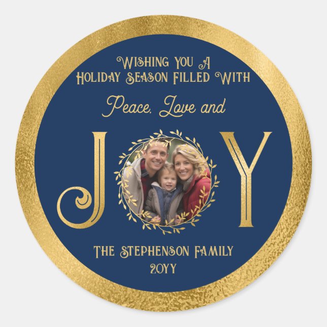 Sticker Rond Wishing You Holiday Season Peace Love and Jove (Devant)
