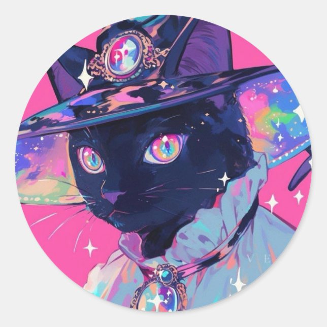 Sticker Rond Witch Cat (Devant)