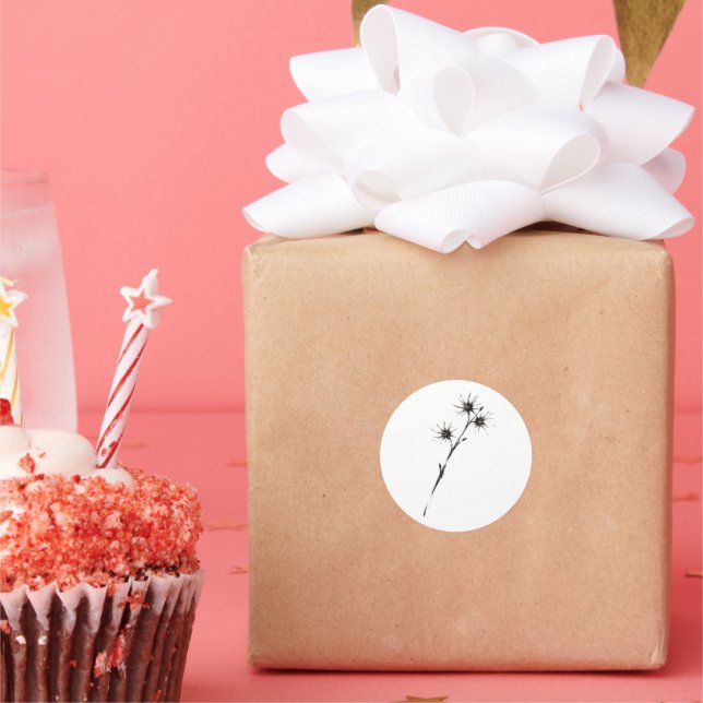 Sticker Rond Witch Hazel Inspired Ink Botanical Art on  (Fête)