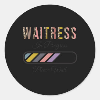 Sticker Rond Witress En Cours S'Il Vous Plaît Attendre Future W