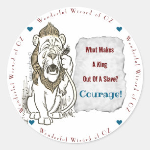 Sticker Rond Wizard of Oz Cotes Courage Lion Classic Round Sti