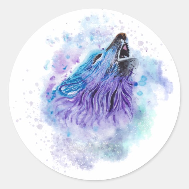 Sticker Rond Wolf Animal Colors Meilleur Cadeau (Devant)