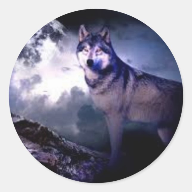 Sticker Rond Wolf de minuit (Devant)