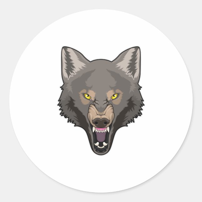 Sticker Rond Wolf en colère (Devant)