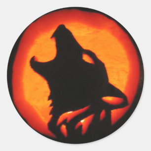 Sticker Rond Wolf Howling d'Halloween