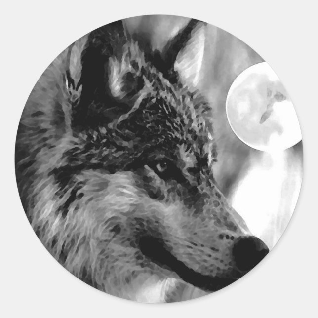 Sticker Rond Wolf & Moon (Devant)