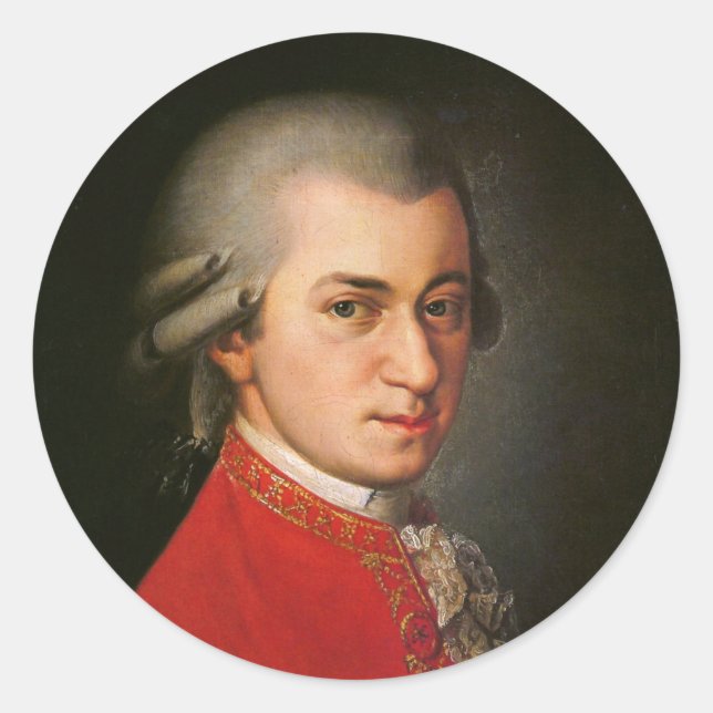 Sticker Rond Wolfgang Amadeus Mozart Portrait (Devant)