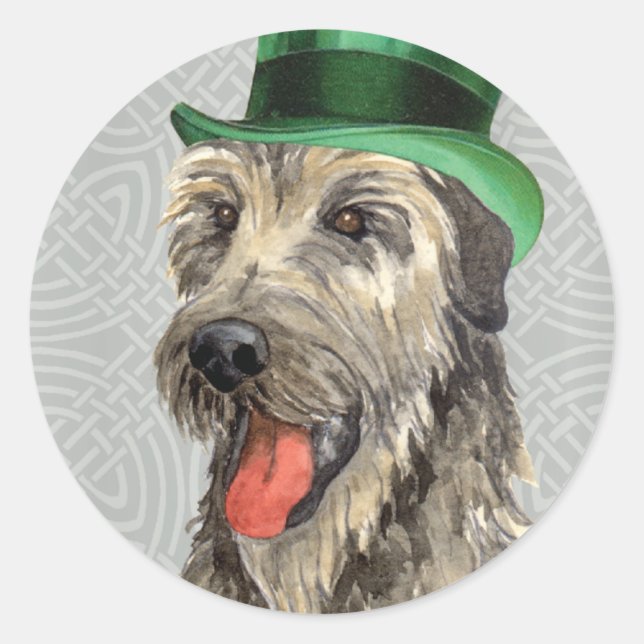Sticker Rond Wolfhound irlandais de la Saint-Patrick (Devant)
