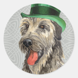 Sticker Rond Wolfhound irlandais de la Saint-Patrick