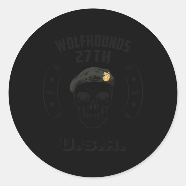 Sticker Rond Wolfhounds 27E Infantriste Des Rangers Du Regit D' (Devant)