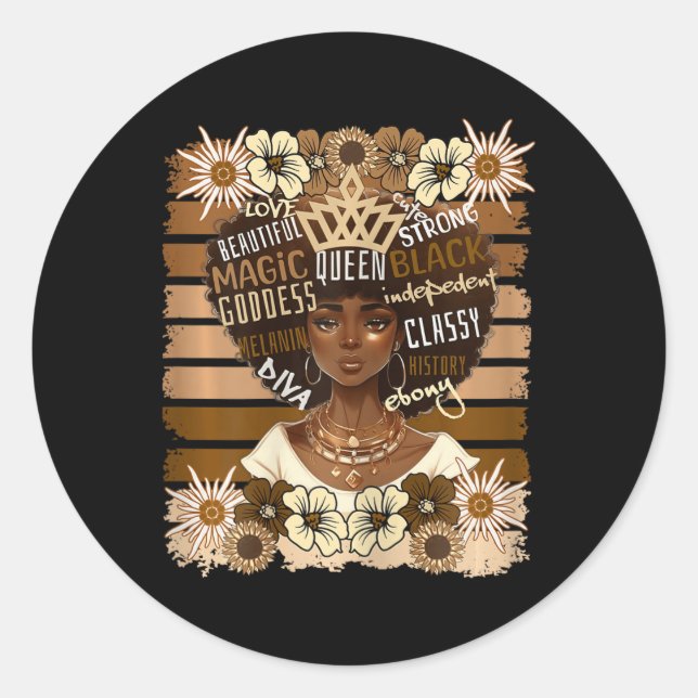 Sticker Rond Woman Pride Histoire Noire Naturelle Afro Cute Flo (Devant)