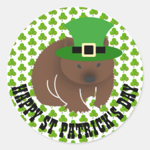 Sticker Rond Wombat de la Saint-Patrick