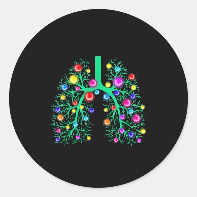Sticker Rond Women Resratory Therapy Lung Christmas Lights Lung (Devant)
