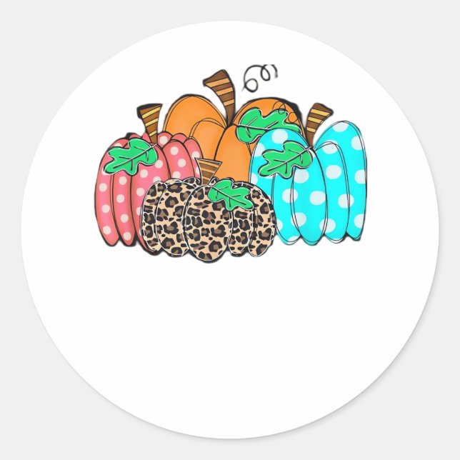 Sticker Rond Women’s Pumpkin Leopard Print Graphic It’s Fall Y’ (Devant)