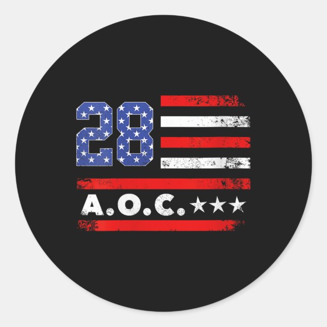 Sticker Rond Womens Aoc 2028 A.o.c. 2028 Pour Président America (Devant)