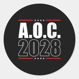 Sticker Rond Womens Aoc 2028 A.o.c. 2028 Pour Président Aoc 28 