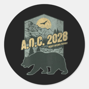 Sticker Rond Womens Aoc 2028 Pour Le Président Résister À L'Our
