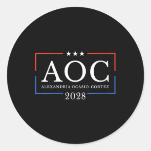 Sticker Rond Womens Aoc For President 2028 Simple Sign For Wome