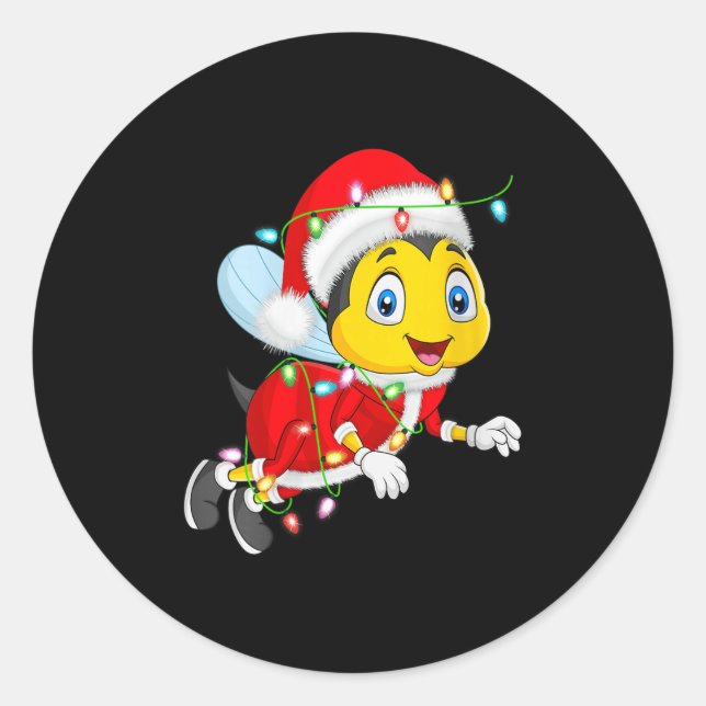 Sticker Rond Womens Bees Christmas Lights Santa Costume Cute An (Devant)